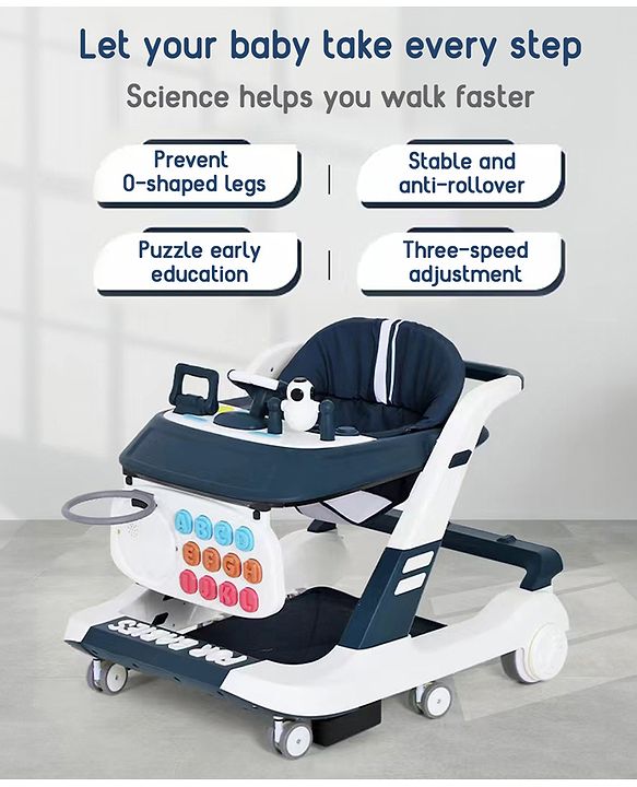 Babyhug Multifunctional Musical Anti-Fall & Convertible Baby Walker - Black