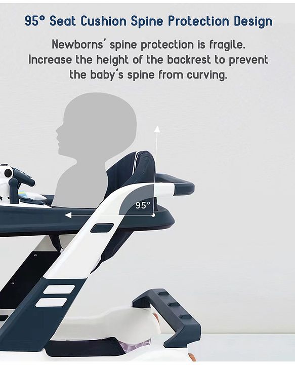 Babyhug Multifunctional Musical Anti-Fall & Convertible Baby Walker - Black