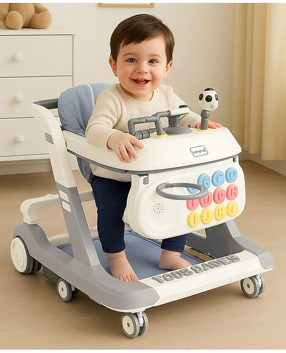 Babyhug Multifunctional Musical Anti-Fall & Convertible Baby Walker - Black