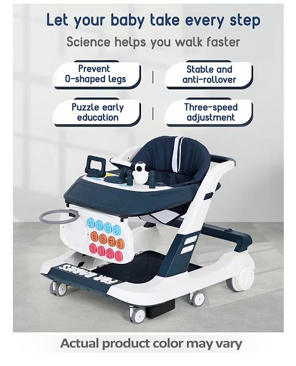 Babyhug Multifunctional Musical Anti-Fall & Convertible Baby Walker - Black
