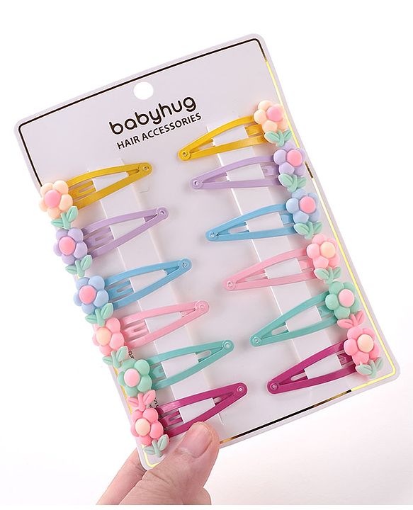 Babyhug Snap Clips Free Size Pack of 6 - Multicolor
