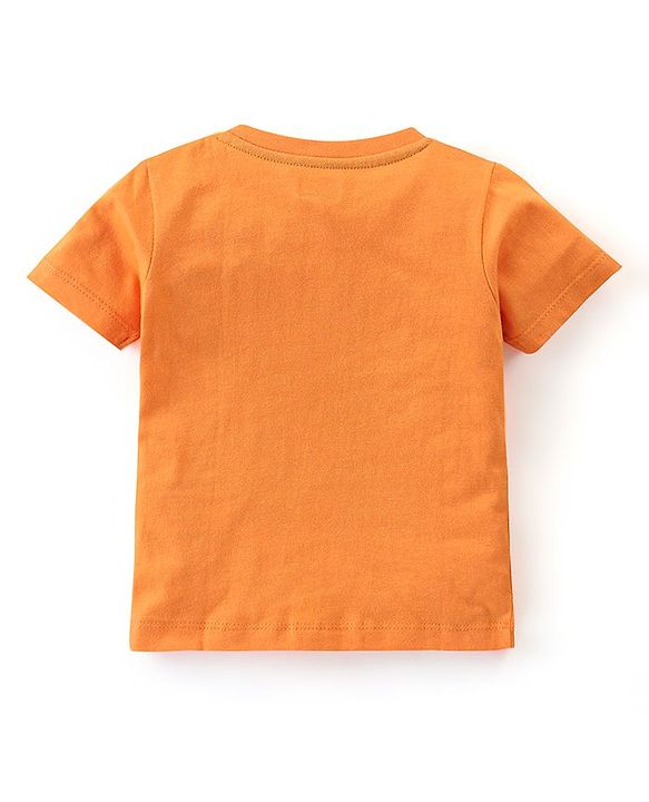 Babyhug Cotton Half Sleeves Night Suit Bear & Cloud Print- Orange & Blue