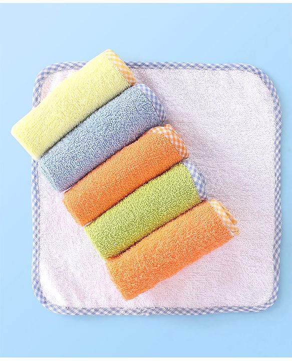 Babyhug Woven Terry Wash cloths Pack of 6 - Multicolour