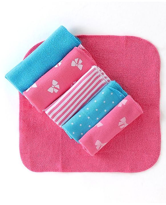 Babyhug Knit Terry Wash cloths Pack of 6 - Multicolour