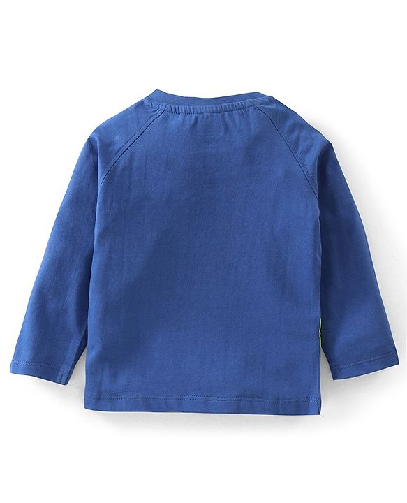 Babyhug Cotton Full Sleeves Night Suit Stripes & Text Print - Blue & Yellow