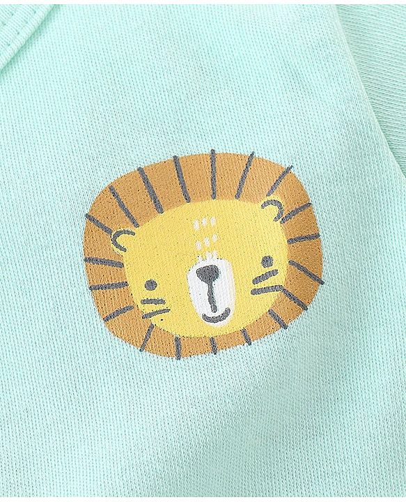 Babyhug 100% Cotton Knit Half Sleeves Front Open Vest Stripes & Jungle Print Pack of 3 - Yellow & Blue