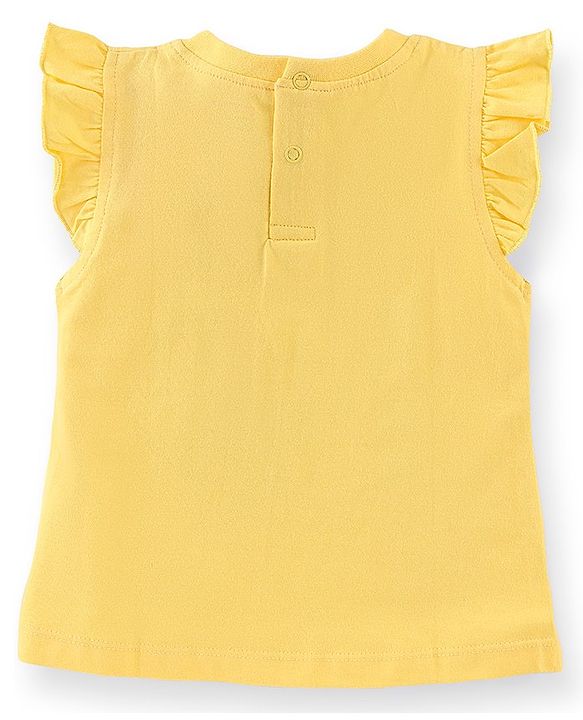 Babyhug Cotton Knit Half Sleeves Night Unicorn Print - Yellow