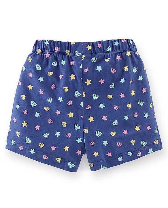Babyhug Cotton Knit Half Sleeves Night Unicorn Print - Yellow