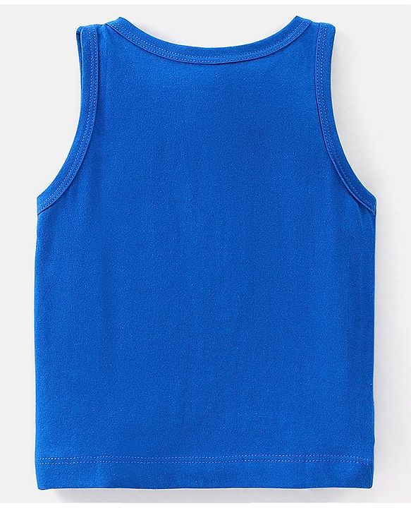 Babyhug 100% Cotton Knit Sleeveless Solid & Striped Sando Pack of 2 - Blue