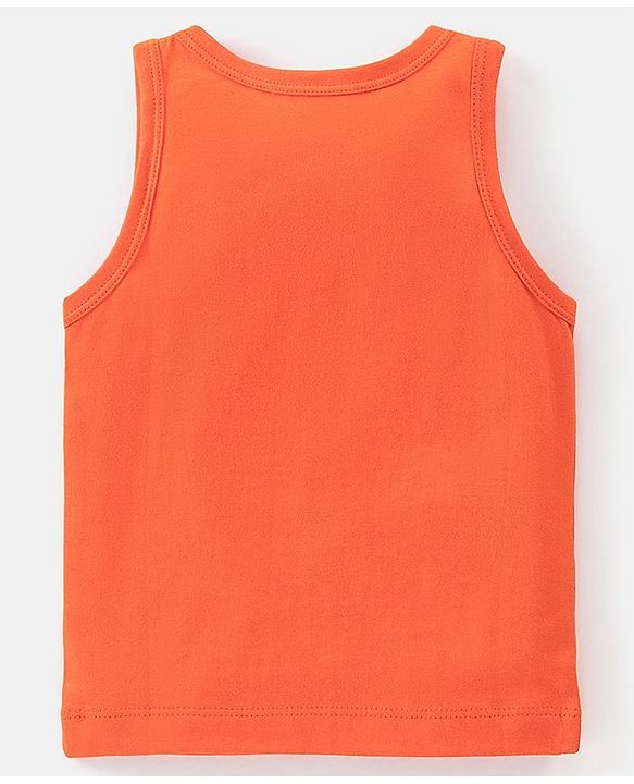 Babyhug 100% Cotton Knit Sleeveless Solid & Striped Sando Pack of 2 - Orange