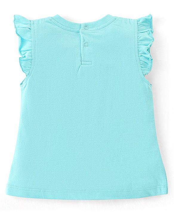 Babyhug Single Jersey Half Sleeves Night Suit Kitty Print - Blue