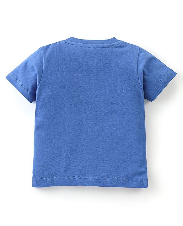 Babyhug Cotton Half Sleeves Night Suit Lion & Stripes Print- Blue