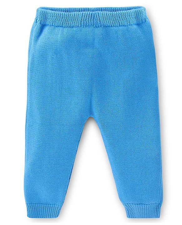 Babyhug Organic Cotton Knit Full Sleeves Sweater Set with Cap Reindeer Design - Blue