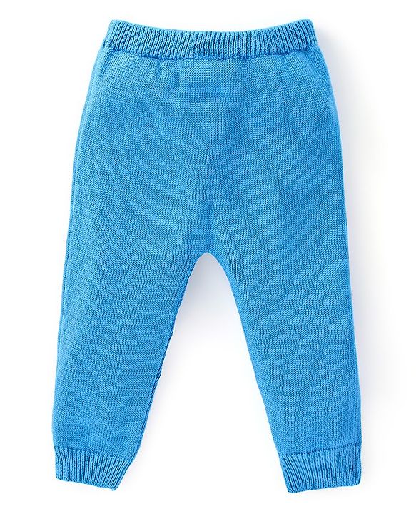Babyhug Organic Cotton Knit Full Sleeves Sweater Set with Cap Reindeer Design - Blue