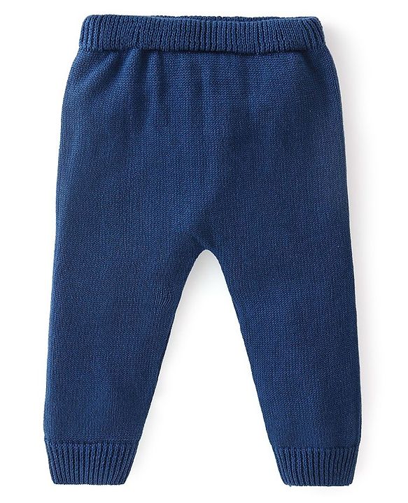 Babyhug Organic Full Sleeves Baby Sweater Set Striped with Cap - Navy Blue