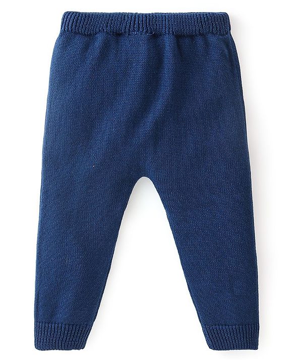 Babyhug Organic Full Sleeves Baby Sweater Set Striped with Cap - Navy Blue