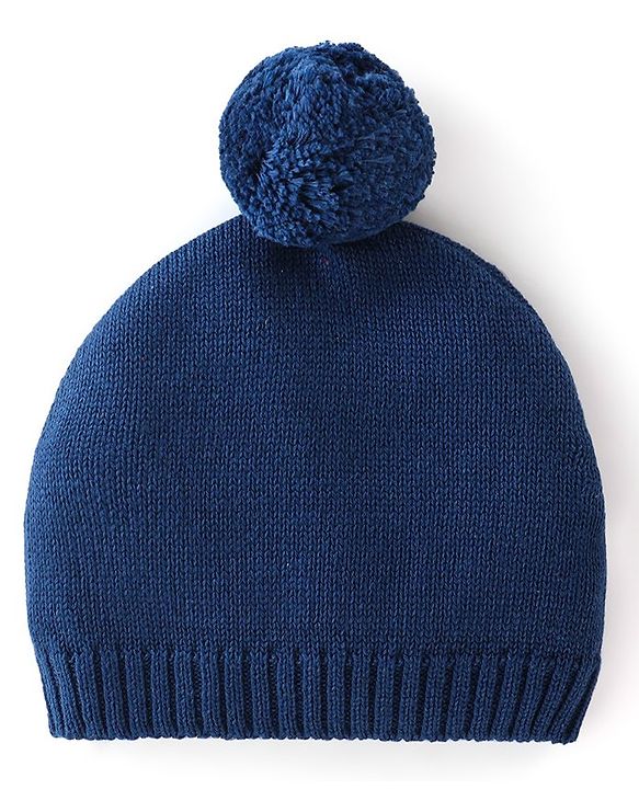 Babyhug Organic Full Sleeves Baby Sweater Set Striped with Cap - Navy Blue
