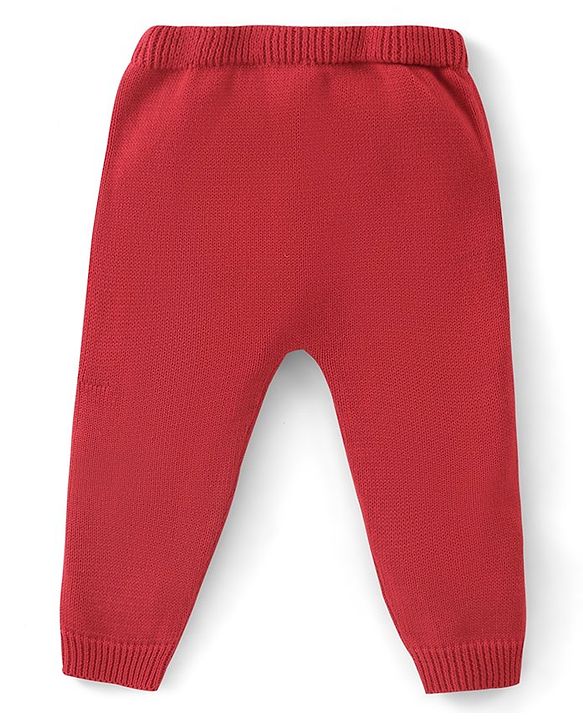 Babyhug Organic Cotton Full Sleeves Car Design Sweater Set with Cap - Red