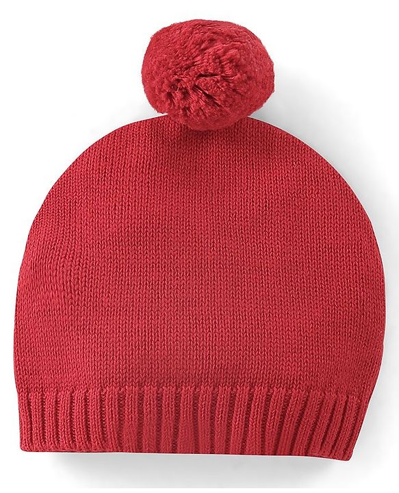 Babyhug Organic Cotton Full Sleeves Car Design Sweater Set with Cap - Red