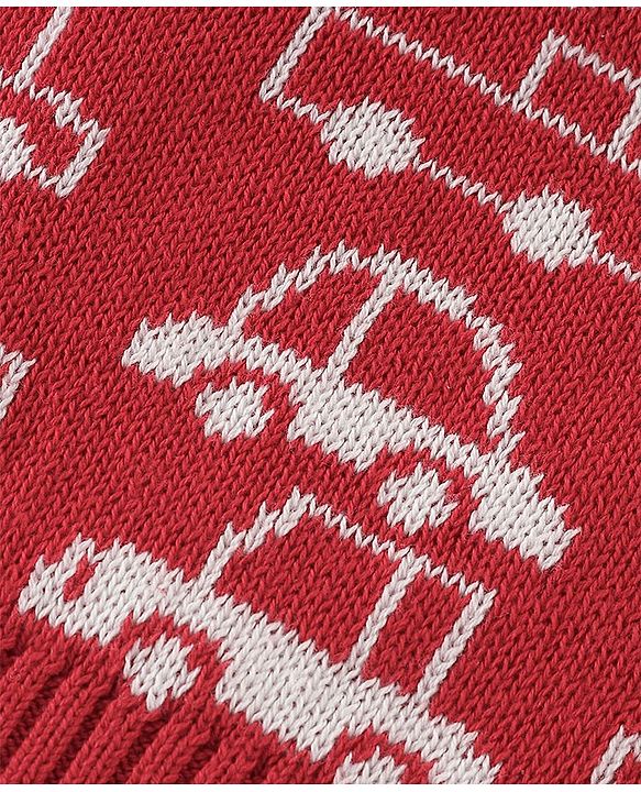 Babyhug Organic Cotton Full Sleeves Car Design Sweater Set with Cap - Red