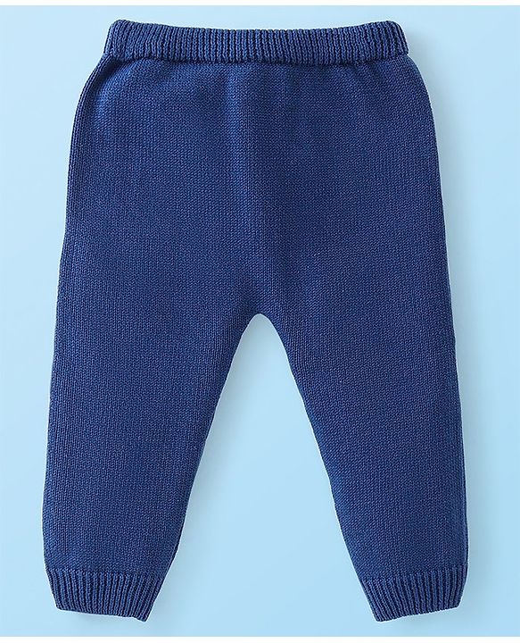 Babyhug Organic Cotton Knit Full Sleeves Striped Sweater & Pajama Set With Cap Ship Embroidery - Multicolour
