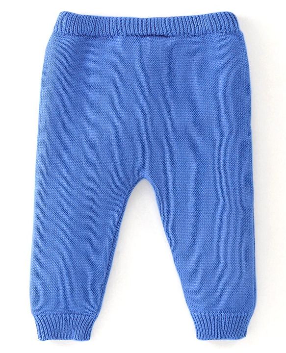 Babyhug Organic Cotton Full Sleeves Hooded Sweater Set - Blue