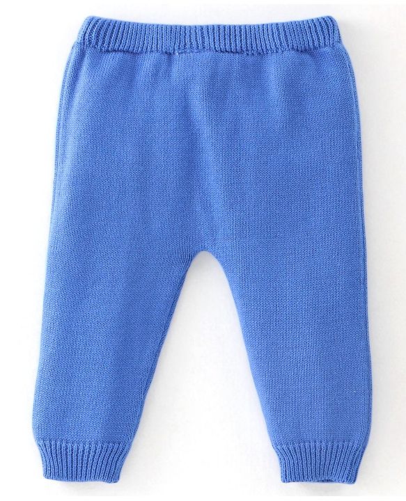 Babyhug Organic Cotton Full Sleeves Hooded Sweater Set - Blue