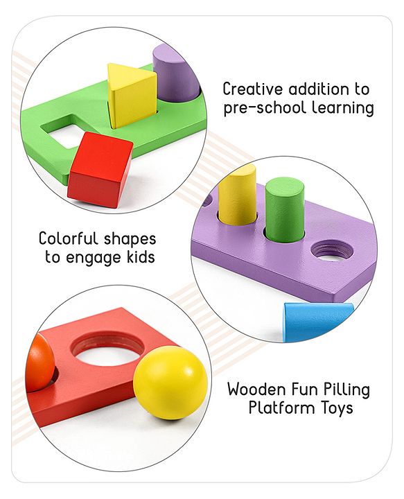 Babyhug Wooden Montessori  Activity Hammer Toy - Multicolour