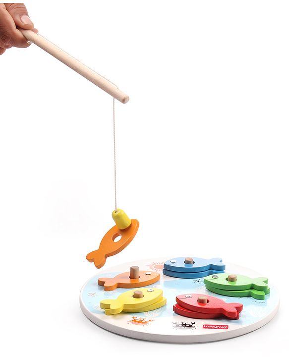 Babyhug Wooden Montessori  Activity Fishing Game - Multicolour