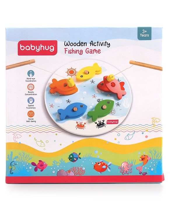 Babyhug Wooden Montessori  Activity Fishing Game - Multicolour