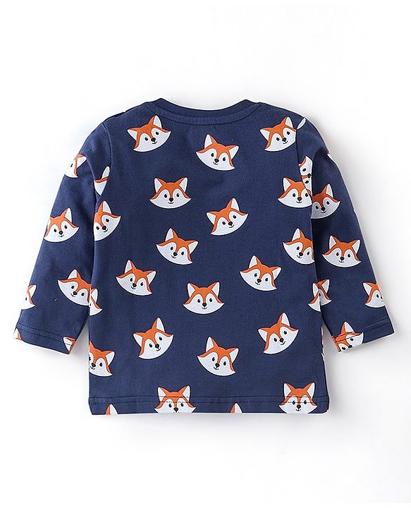 Babyhug Cotton Full Sleeves Night Suit With Fox Print - Navy Blue