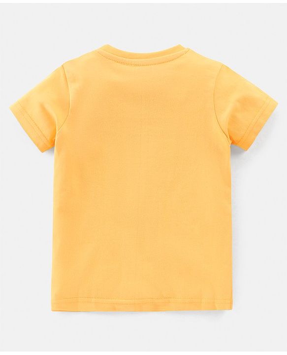 Babyhug Cotton Knit Half Sleeves Night Suit Car Print - Yellow