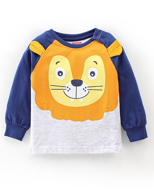 Babyhug Cotton Knit Full Sleeves Night Suit with Animal Print - Blue