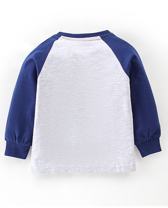 Babyhug Cotton Knit Full Sleeves Night Suit with Animal Print - Blue