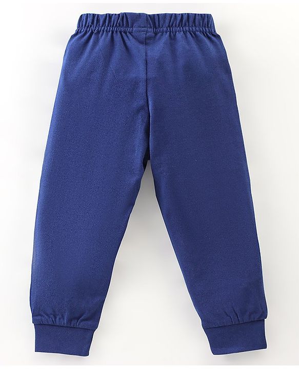 Babyhug Cotton Knit Full Sleeves Night Suit with Animal Print - Blue