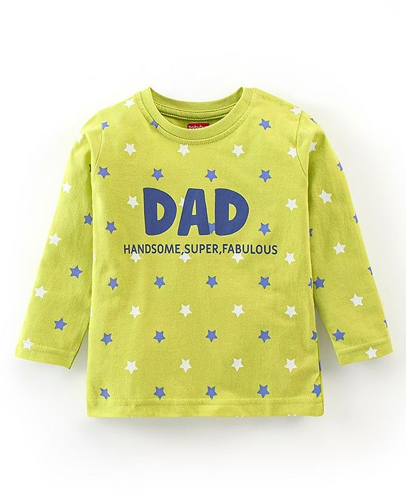 Babyhug Cotton Knit Full Sleeves Night Suit With Text & Stars Print - Green