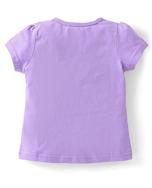 Babyhug Cotton Knit Half Sleeves Night Suit with Unicorn Print - Lavender