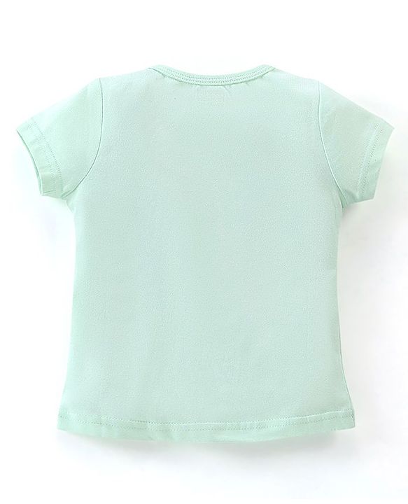 Babyhug Cotton Knit Half Sleeves Night Suit Sweet Kitty Print - Blue