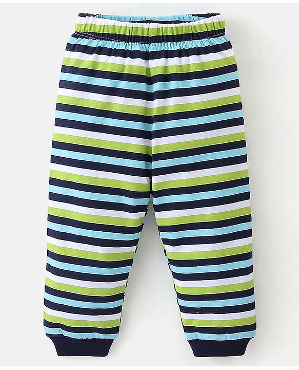 Babyhug Cotton Full Sleeves Night Suit Camouflage & Striped Print Pack of 2- Lavender & Green
