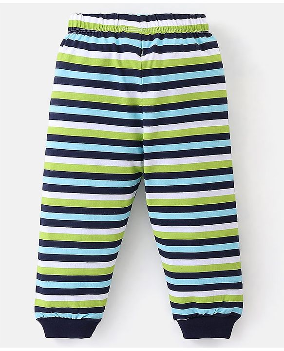 Babyhug Cotton Full Sleeves Night Suit Camouflage & Striped Print Pack of 2- Lavender & Green