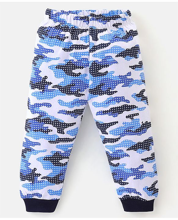 Babyhug Cotton Full Sleeves Night Suit Camouflage & Striped Print Pack of 2- Lavender & Green