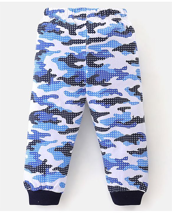 Babyhug Cotton Full Sleeves Night Suit Camouflage & Striped Print Pack of 2- Lavender & Green