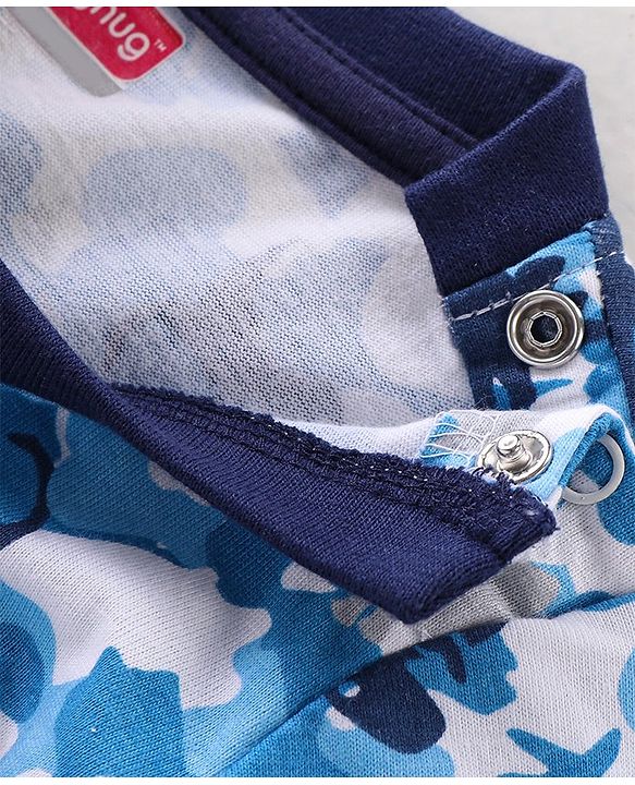 Babyhug Cotton Knit Full Sleeves Camouflage & Dino Printed Night Suits Pack of 2 - Blue & Yellow