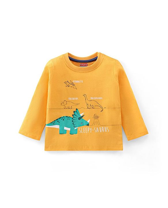 Babyhug Cotton Knit Full Sleeves Camouflage & Dino Printed Night Suits Pack of 2 - Blue & Yellow