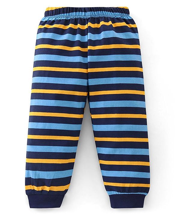 Babyhug Cotton Knit Full Sleeves Camouflage & Dino Printed Night Suits Pack of 2 - Blue & Yellow