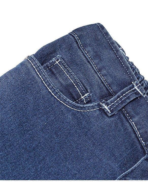 Babyhug Cotton Spandex Full Length Stretchable Solid Jeans - Dark Blue