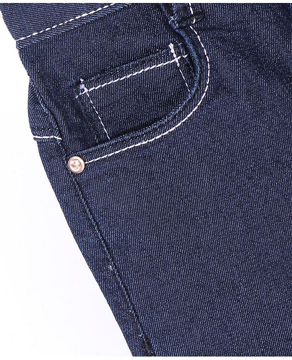 Babyhug Cotton Spandex Capri Length Stretchable Solid Jeans - Dark Blue