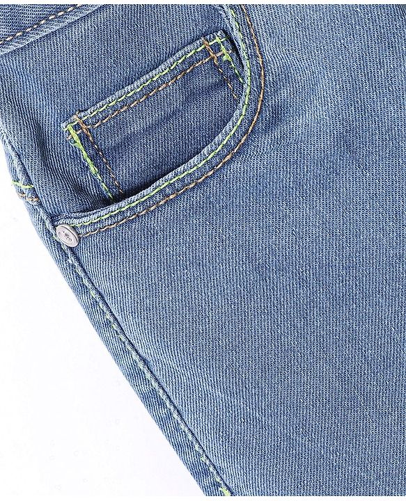 Babyhug Cotton Spandex Capri Length Stretchable Solid Jeans - Dark Blue