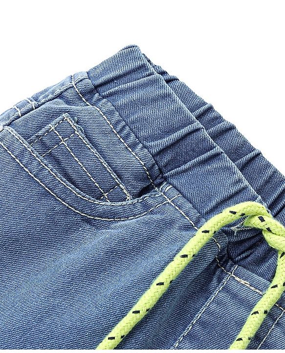 Babyhug Denim Washed Full Length  Jogger With Stretch - Light Blue