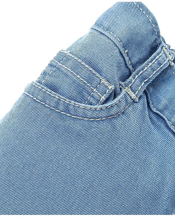 Babyhug Denim Washed Full Length  With Stretch Jeans Solid Colour   Fly With Zipper -  Light Blue
